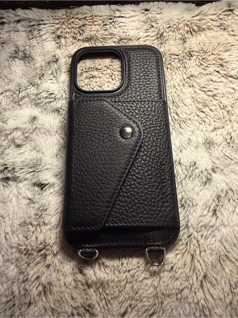 Luckycoin Black Leather Wallet Phone Case with Card Pocket